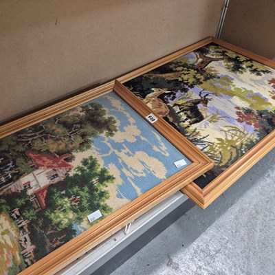 Lot 630 - Two contemporary framed woolwork pictures