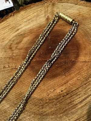 Lot 1115 - An antique three-row fancy-link necklace,...