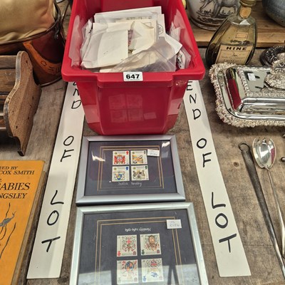 Lot 647 - Two frames of four British postage stamps...