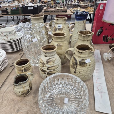 Lot 663 - Studio pottery vases and jugs, together with a...