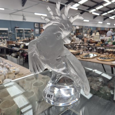 Lot 667 - A life size frosted glass model of a parrot