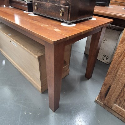 Lot 151 - A vintage fruitwood topped refectory table on...