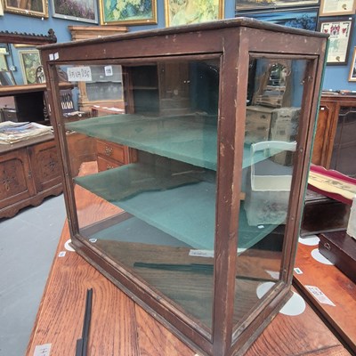 Lot 155 - An antique baize lined glazed cabinet with...