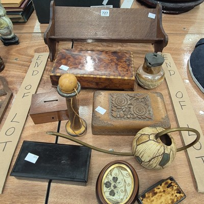 Lot 727 - A yew wood and other boxes to include a snuff...