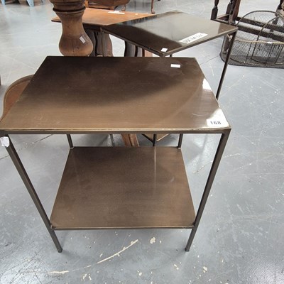 Lot 168 - A pair of bronzed metal tables, each H 56 W 46...