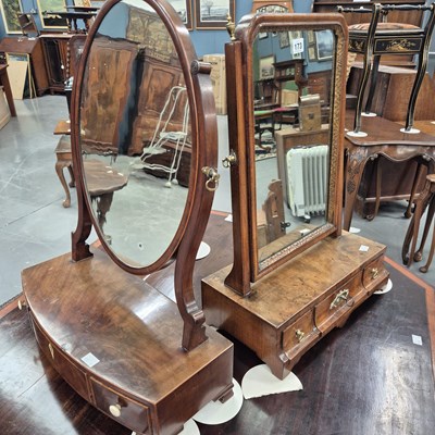 Lot 173 - A 19th century walnut dressing mirror of three...