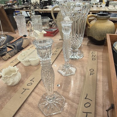 Lot 746 - A Waterford cut glass vase together with a...