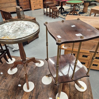 Lot 178 - A marble topped and brass galleried tripod...