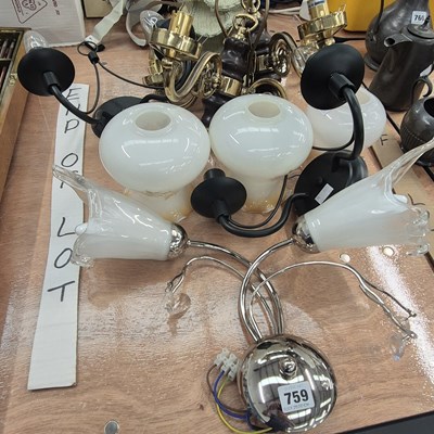 Lot 759 - Two pairs of electric wall lights, together...