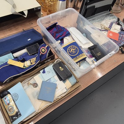 Lot 764 - A quantity of Masonic regalia, together with...