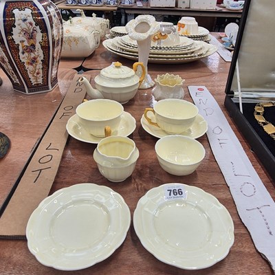 Lot 766 - A Belleek vase and posy bowl, together with a...