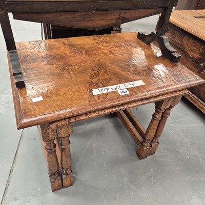Lot 183 - Two vintage nested burr elm tables, largest H...