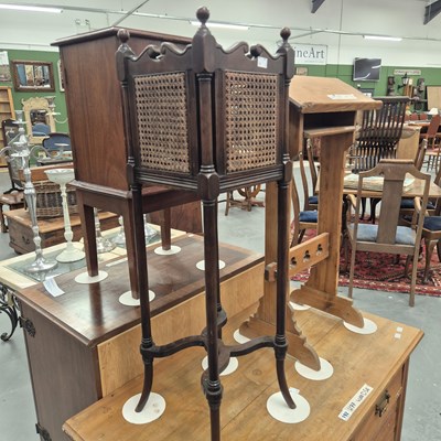 Lot 191 - A pine prayer stand in the Gothic manner H 82...