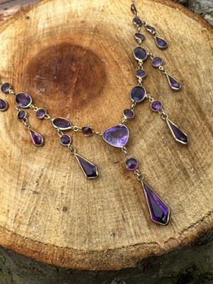 Lot 1220 - An antique festoon necklace, set throughout...