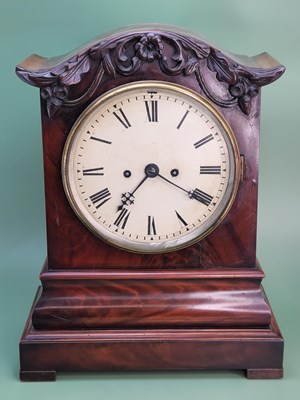 Lot 1538 - A 19th century mahogany mantle clock, the twin...