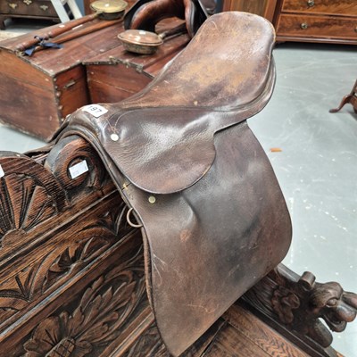 Lot 197 - A vintage leather horse saddle