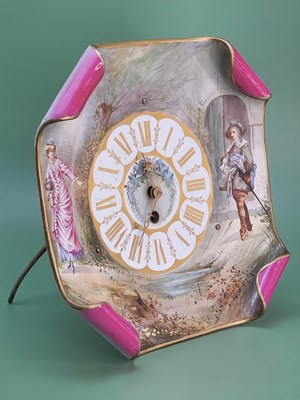 Lot 1543 - A mantle timepiece with a square ceramic dial...