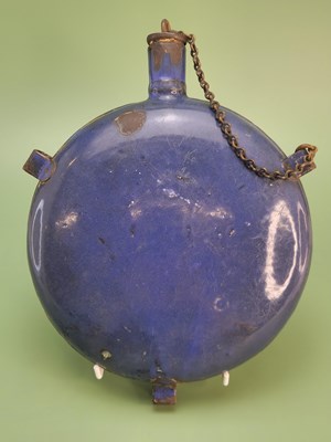 Lot 1351 - A Boer War blue enamelled round water flask, Ø...