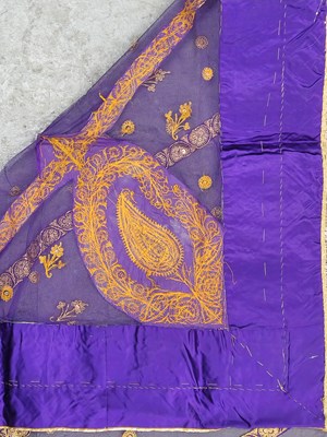 Lot 1547 - An Ottoman silk panel, the gold thread striped...