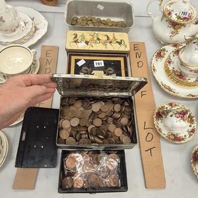 Lot 781 - Two cash boxes, together with tins of...
