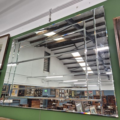 Lot 290 - A frameless multi bevelled mirror 105 × 74cm