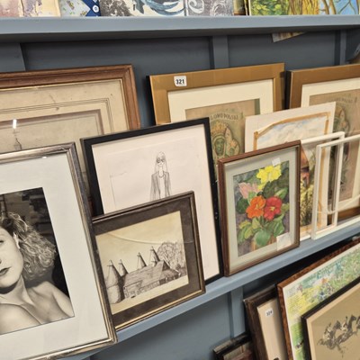 Lot 321 - A group of prints, watercolours, engravings,...