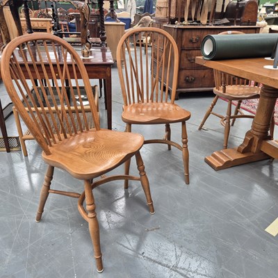 Lot 205 - A set of six modern wheelback Windsor dining...