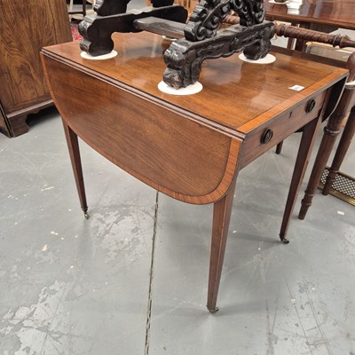 Lot 211 - A late Georgian mahogany and inlaid drop leaf...