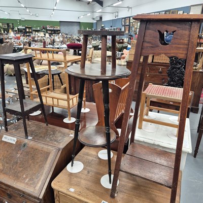 Lot 212 - A bamboo unit, a teak magazine rack, a small...