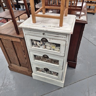 Lot 214 - A vintage painted pine chest with brushing...