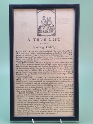 Lot 1763 - An amusing antique print, "A True List of the...
