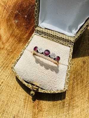 Lot 1136 - A Victorian ruby and diamond five stone ring,...