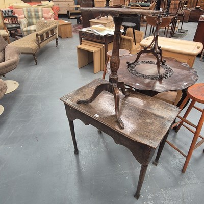 Lot 233 - An 18th century oak side table with two faux...