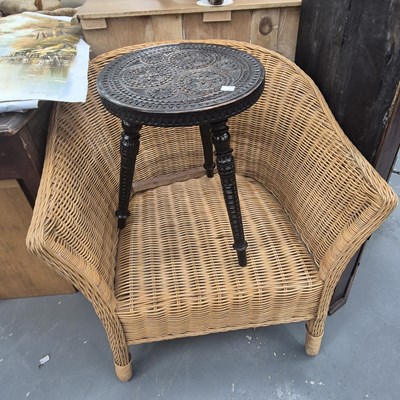 Lot 238 - A vintage wicker arm chair
