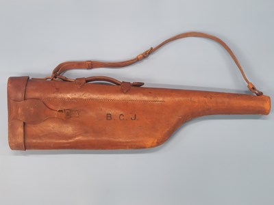 Lot 1363 - An antique leather Leg-o-Mutton shotgun case