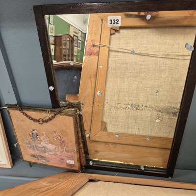 Lot 332 - A small triptych mirror and a black framed...