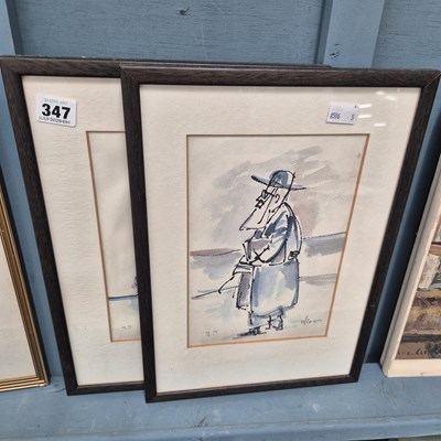Lot 347 - Two limited edition prints of figures in...