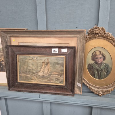Lot 350 - A small oil on canvas of a sailing boat...