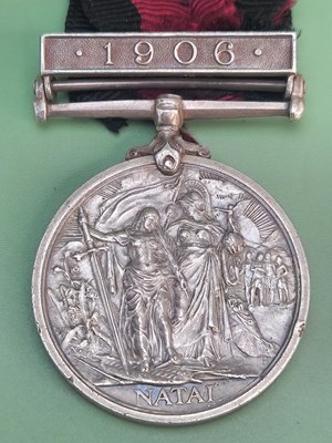 Lot 1299 - A silver Natal Native Rebellion medal with...