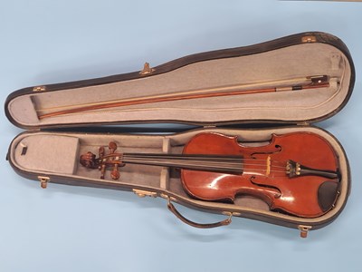 Lot 1562 - An antique violin, unsigned, single-piece...