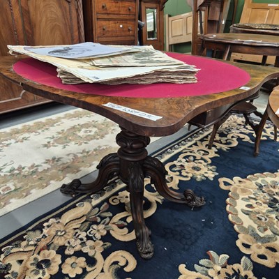 Lot 360 - A 19th century walnut fold over card table,...
