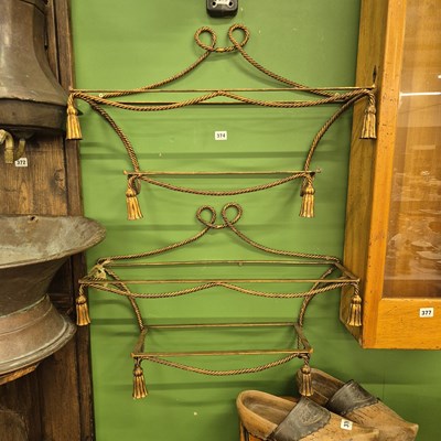 Lot 374 - A pair of painted steel jardiniere holders in...