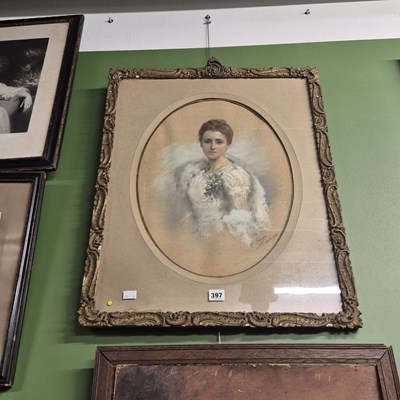 Lot 397 - An early Edwardian pastel portrait of a lady,...