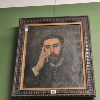 Lot 411 - Portrait of a bearded man, oil on canvas,...