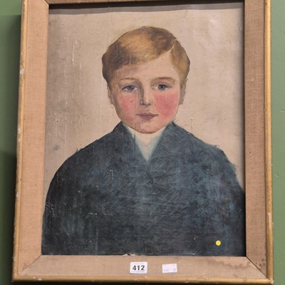 Lot 412 - Early 20th century naive school, portrait of...