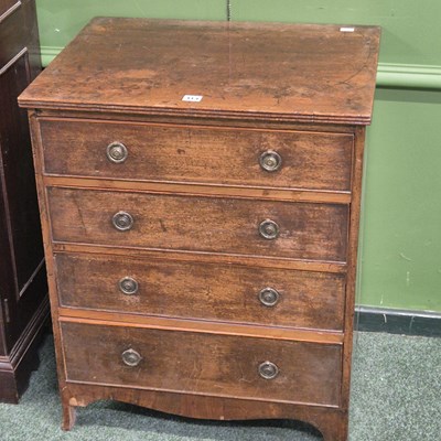 Lot 414 - A small antique mahogany chest of four drawers...