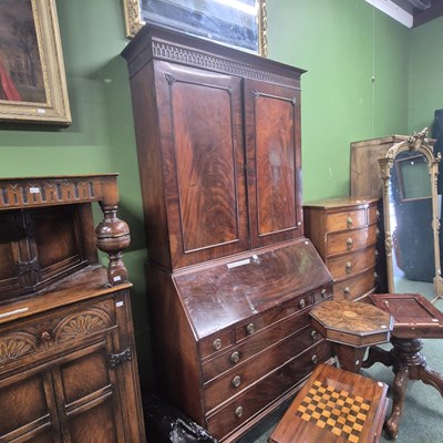 Lot 418 - A 19th century mahogany bureau bookcase, the...