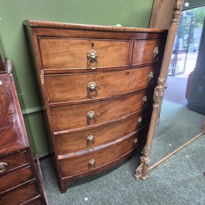 Lot 419 - A  19th century mahogany bow front chest of...