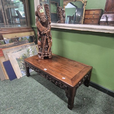 Lot 428 - An oriental hardwood low coffee table H 27 W...