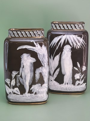 Lot 1574 - A pair of George Jones Pate Sur Pate vases by...